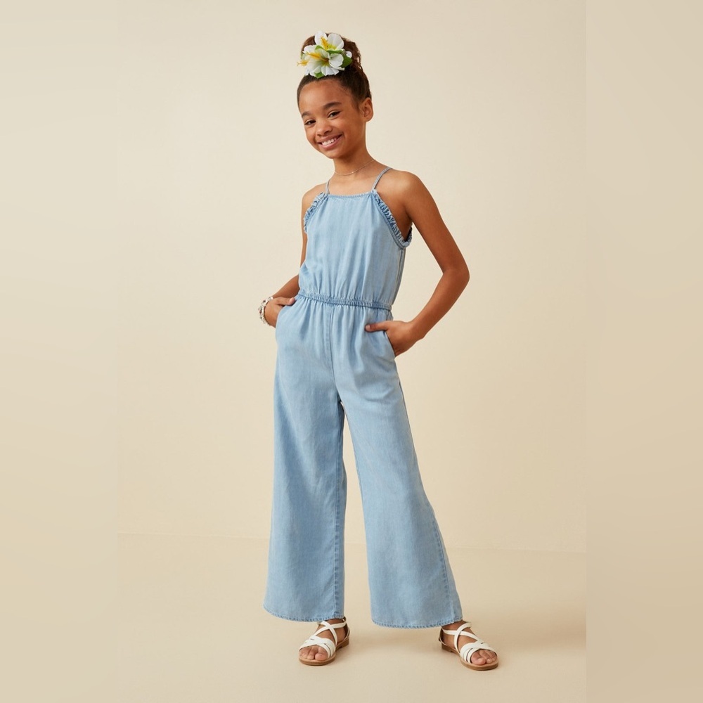 Hayden Girl Chambray Jumpsuit 11/12 Large NEW with Tags smoke pet free home
